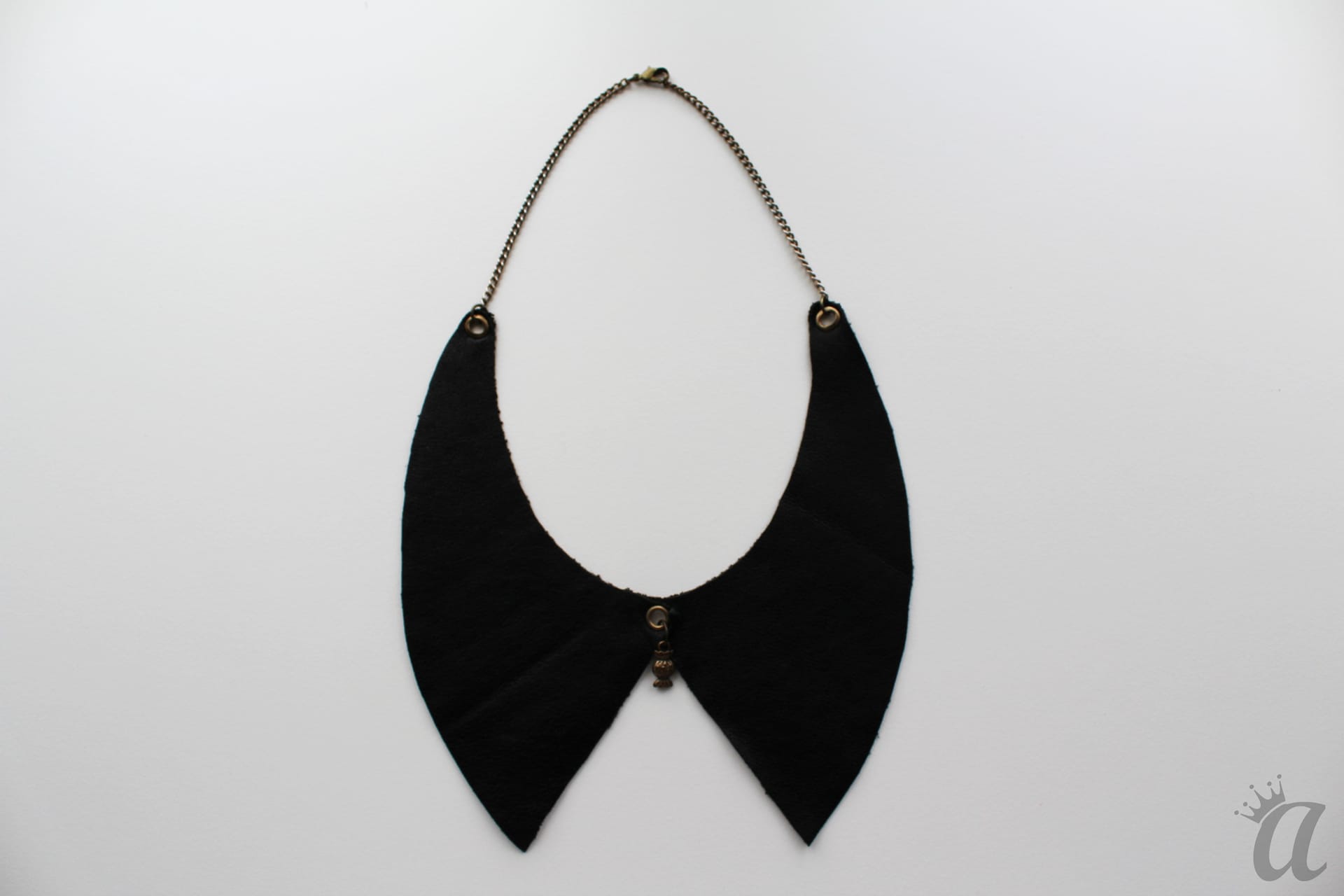 black leather necklace with candy pandant