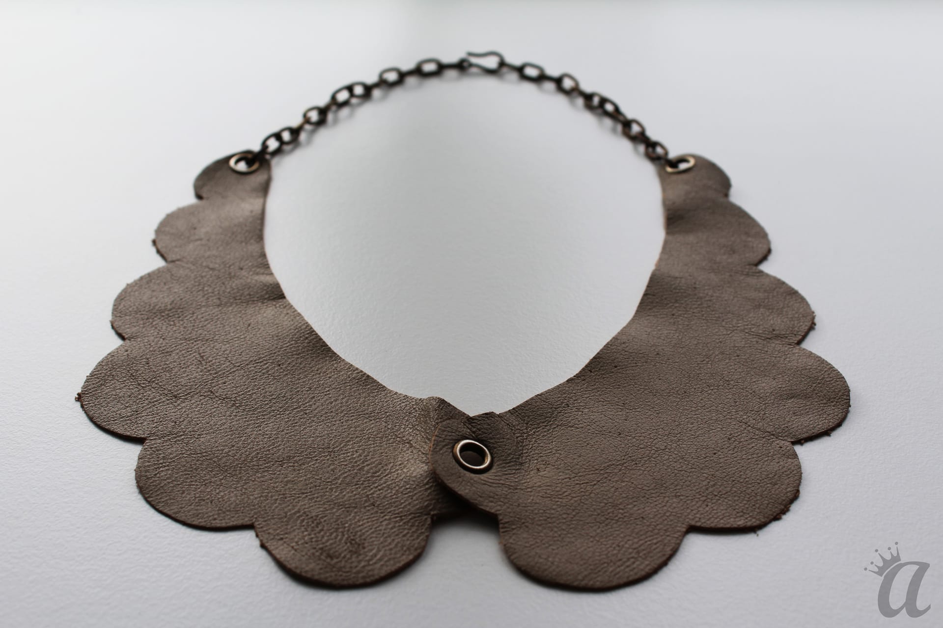 gray leather necklace (detail)