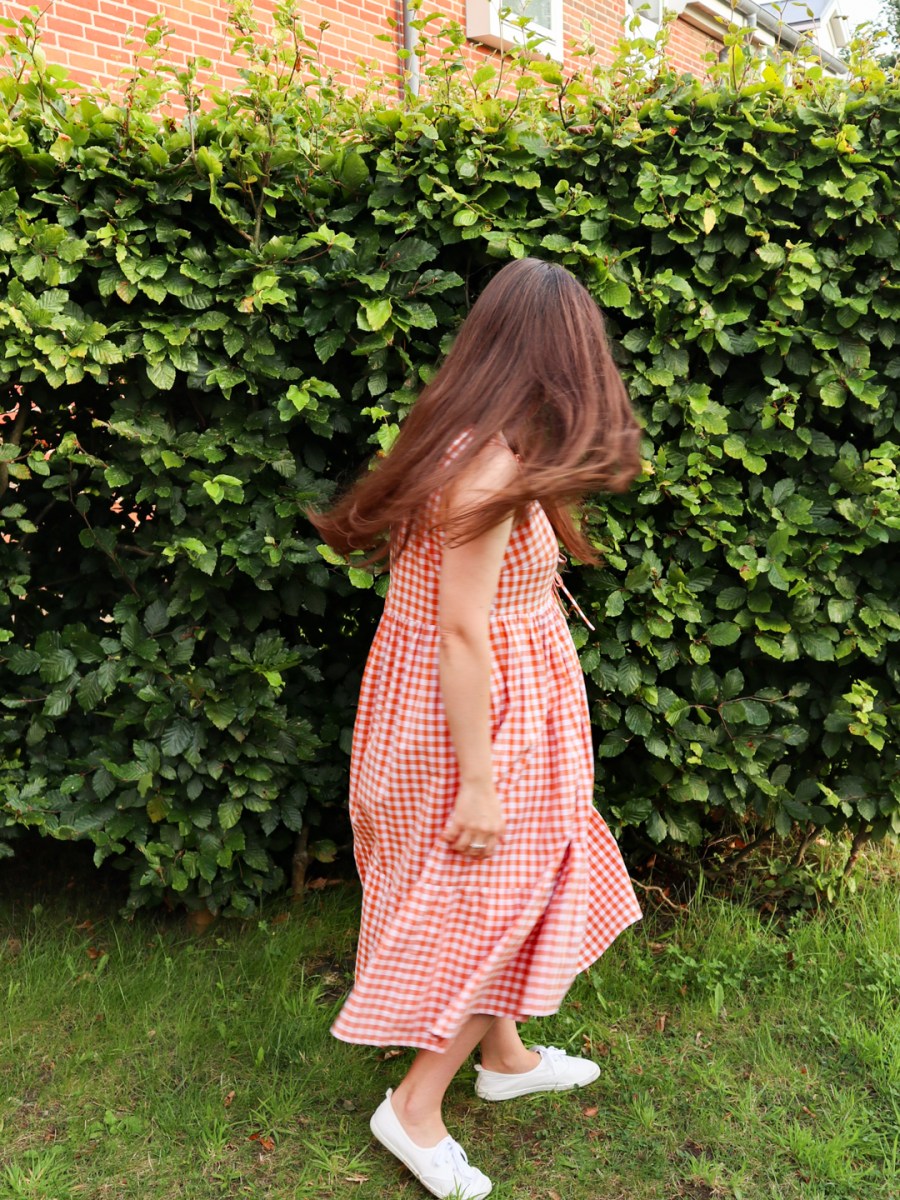 Orange gingham dress