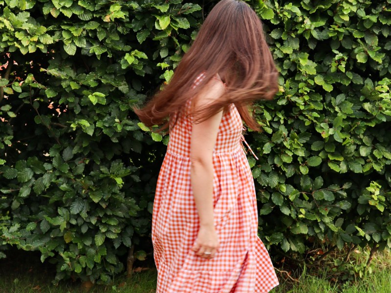 Orange gingham dress